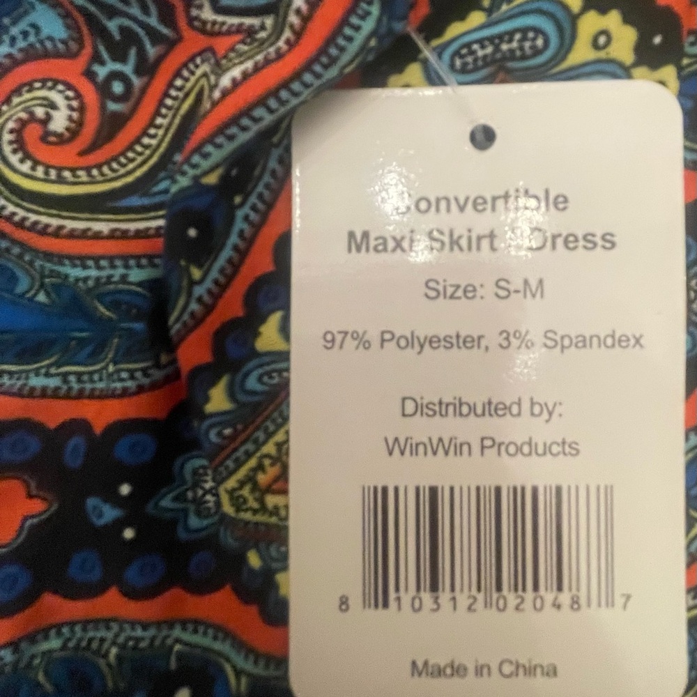 Vintage Patterned Hippie StyleMaxi Dress with Orange and Blue Patterns - Picture 8 of 9